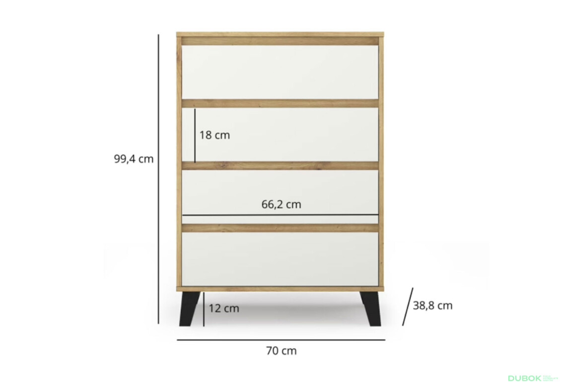 Fotografie 6 - Komoda Borg 4s/70 dub artisan / bílá