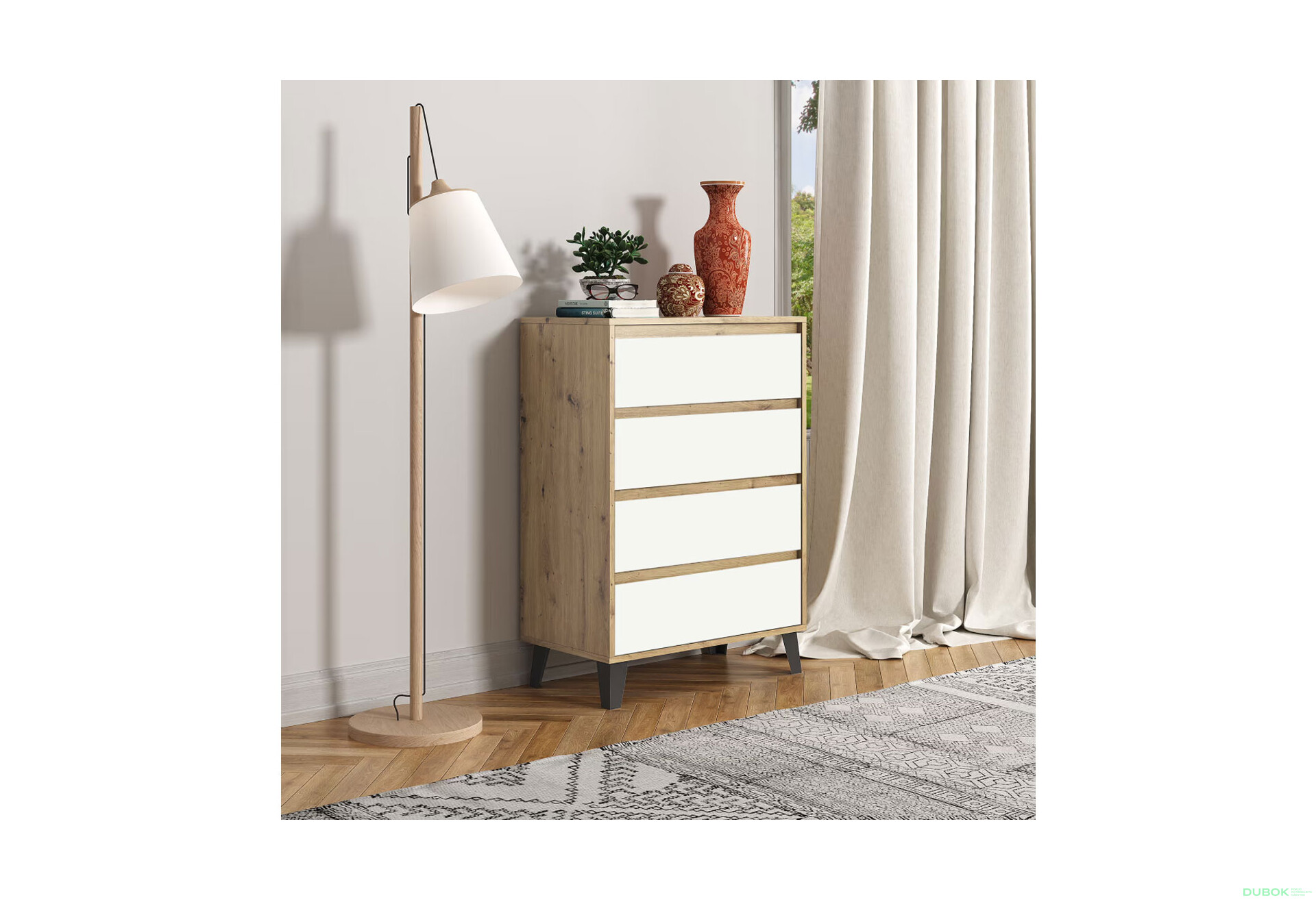 Fotografie 2 - Komoda Borg 4s/70 dub artisan / bílá