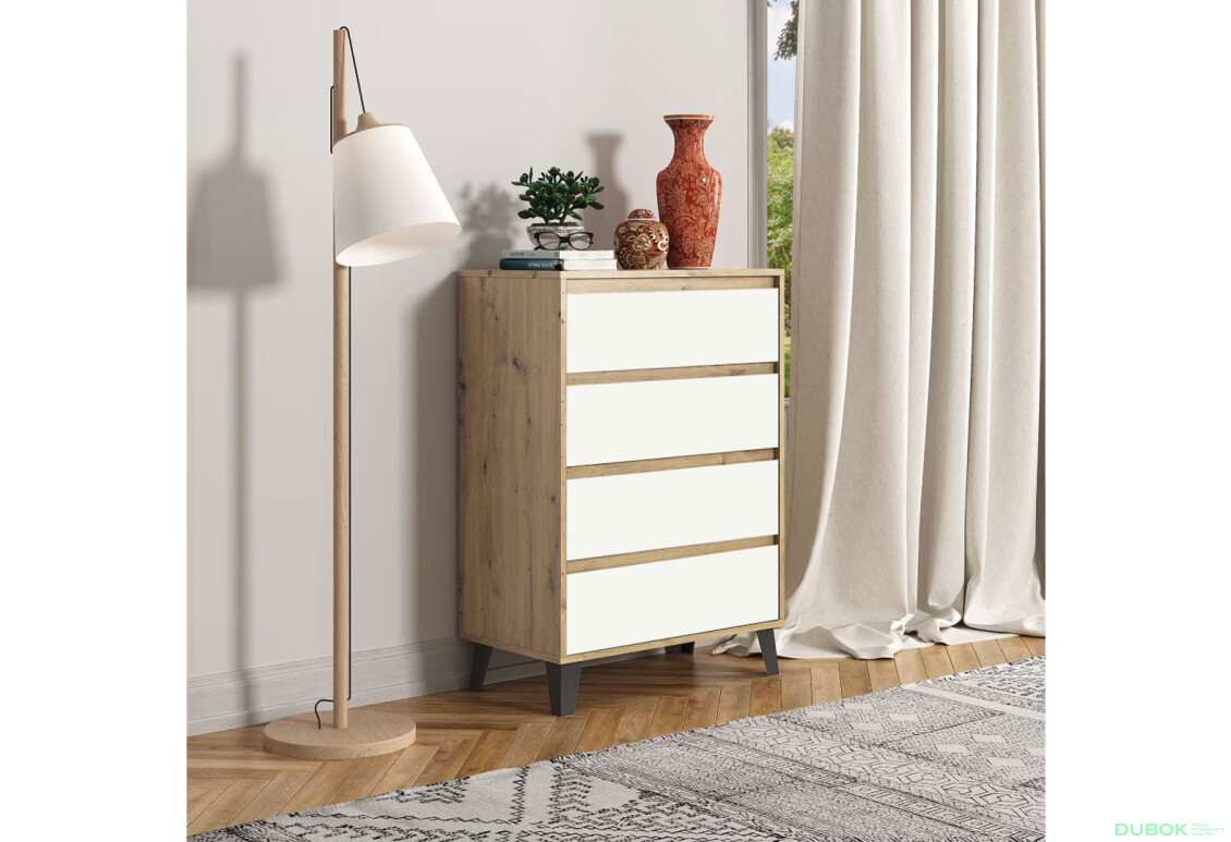 Fotografie 2 - Komoda Borg 4s/70 dub artisan / bílá