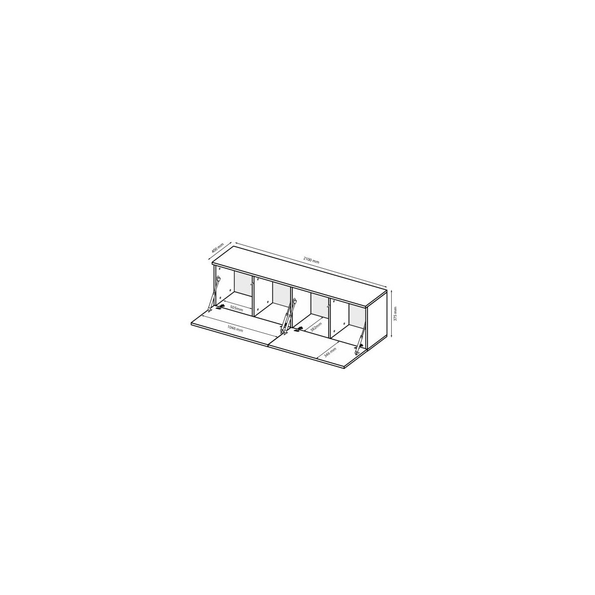 TV stolek 2,1 šedý lávový lesk Legs Box (obrázek 5)