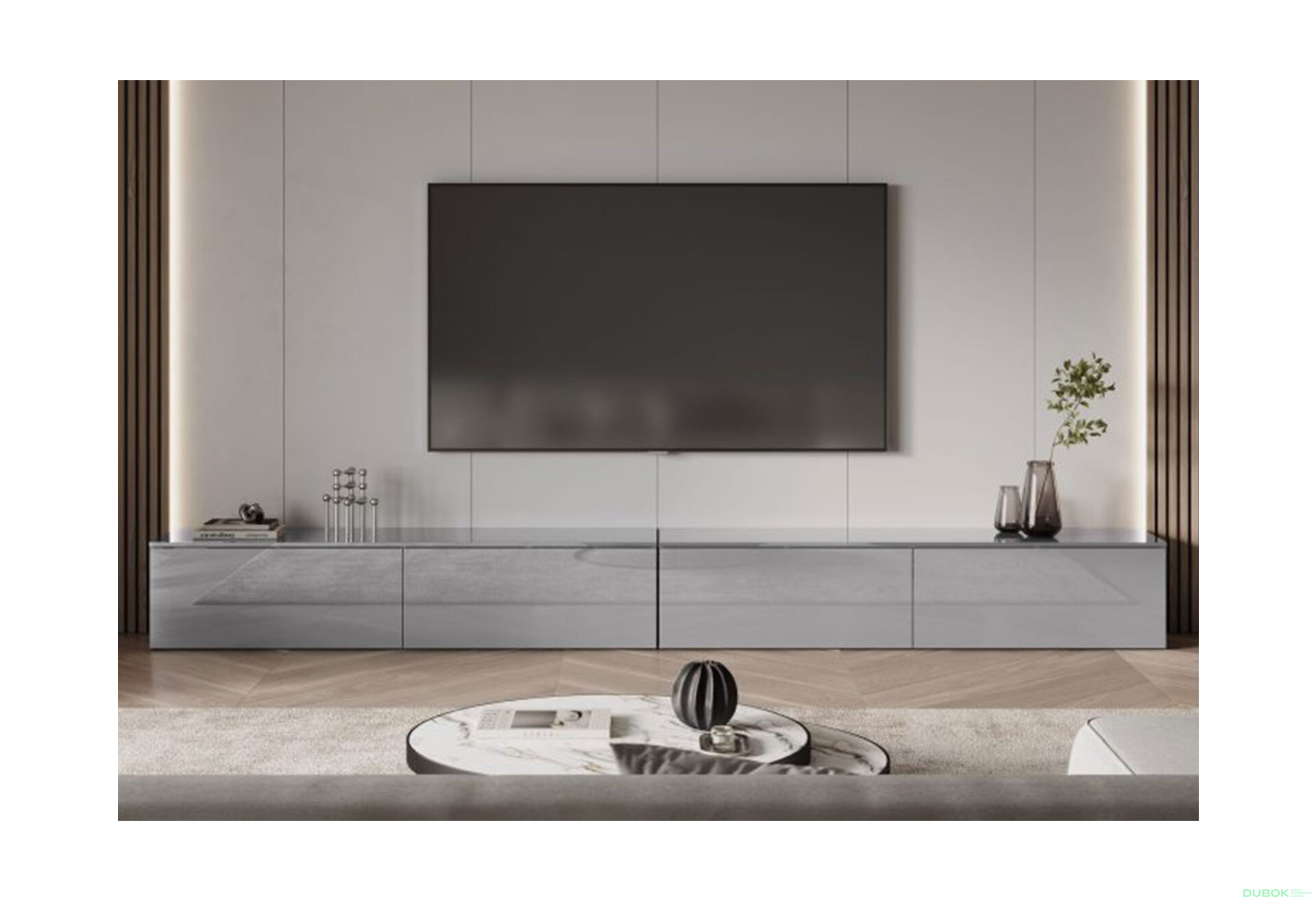 Fotografie 2 - TV stolek 2,1 šedý lávový lesk Legs Box