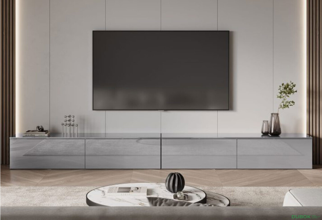 Fotografie 2 - TV stolek 2,1 šedý lávový lesk Legs Box