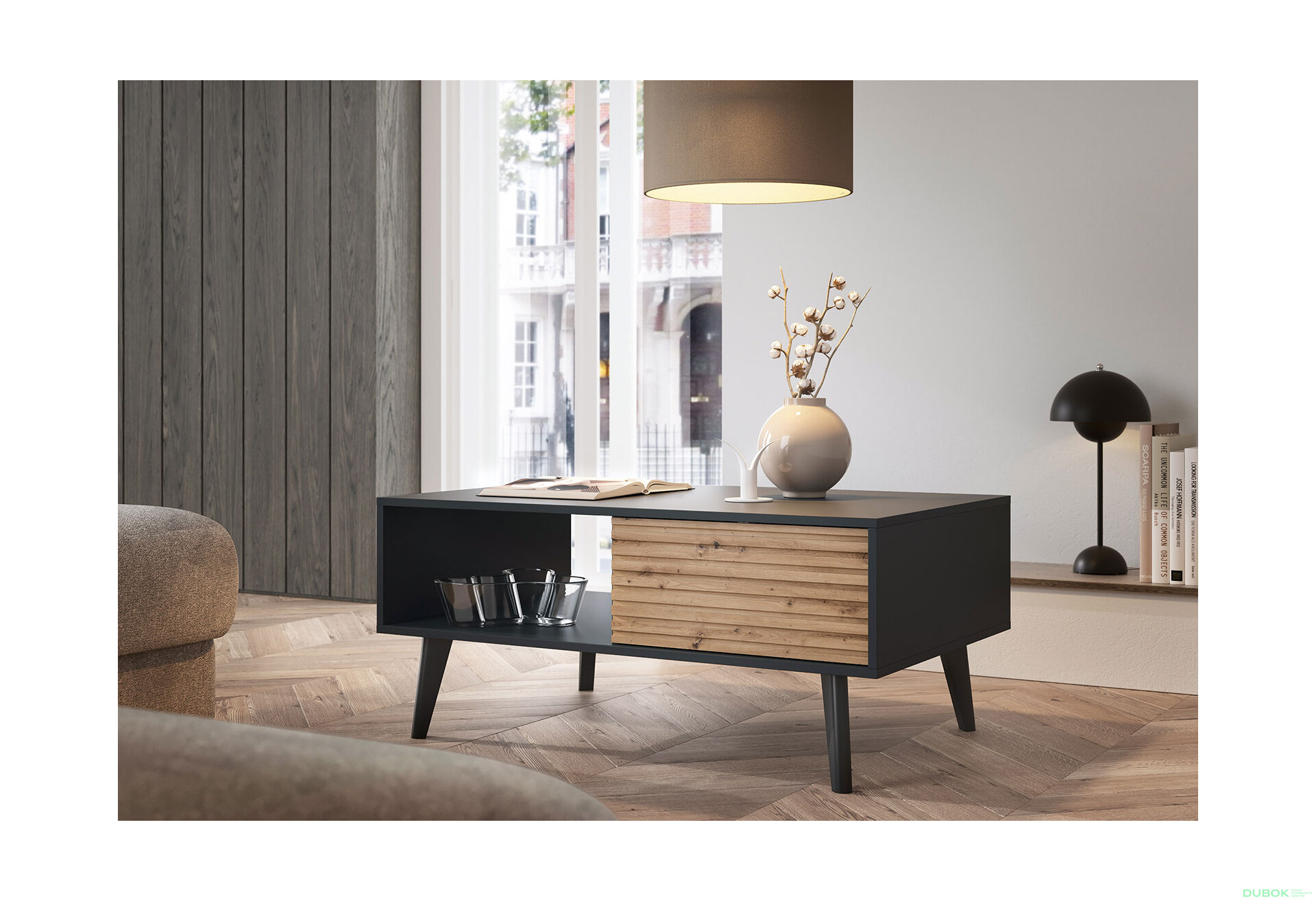 Fotografie 2 - Konferenční stolek L104 dub artisan / černý Willow