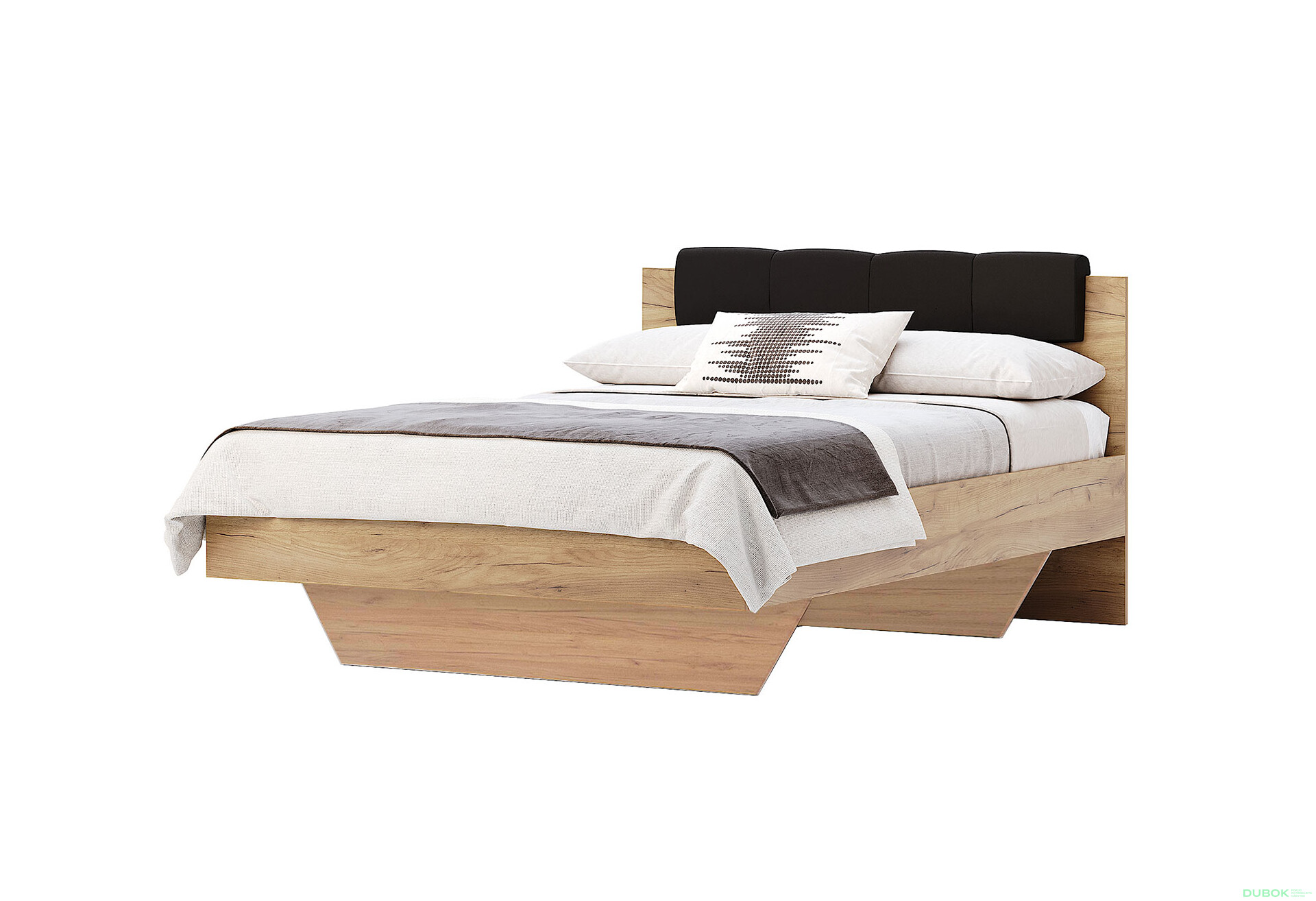 Postel 140x200, čalouněné čelo (bez rámu) Lava / dub kraft Luna - Fotografie 1 Fotografie 1 - Postel 140x200, čalouněné čelo (bez rámu) Lava / dub kraft Luna