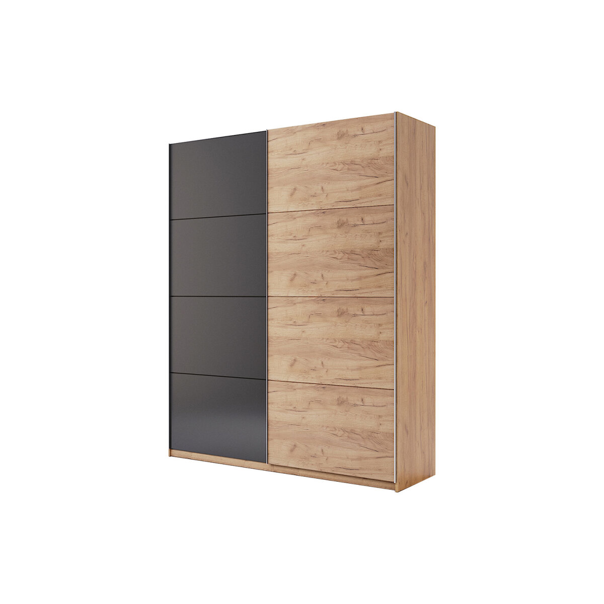 Skříň s posuvnými dveřmi 1.5x2.1m (Dveře Dub Kraft/Mat Láva), série N Luna