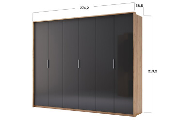 Skříň 6D bez zrcadel, série N Lava / dub kraft Luna