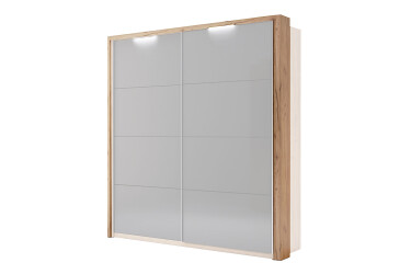 Záclonová tyč s osvětlením ke skříni s posuvnými dveřmi 2,0x2,1 m, Lava / dub kraft Luna