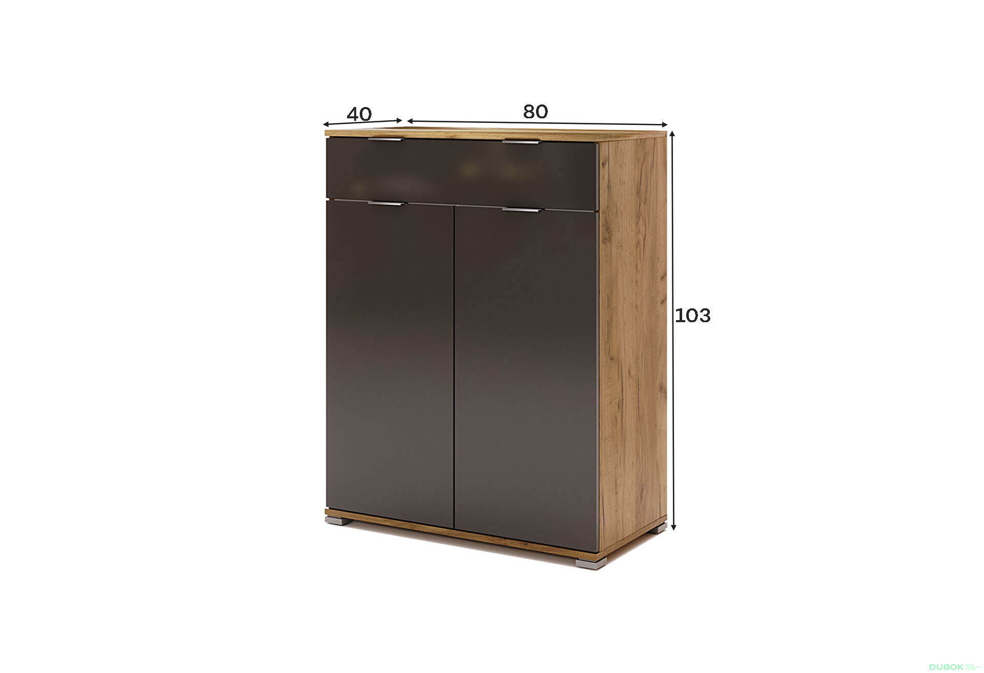 Fotografie 5 - Komoda 2dv 1šu Lava / dub kraft Luna