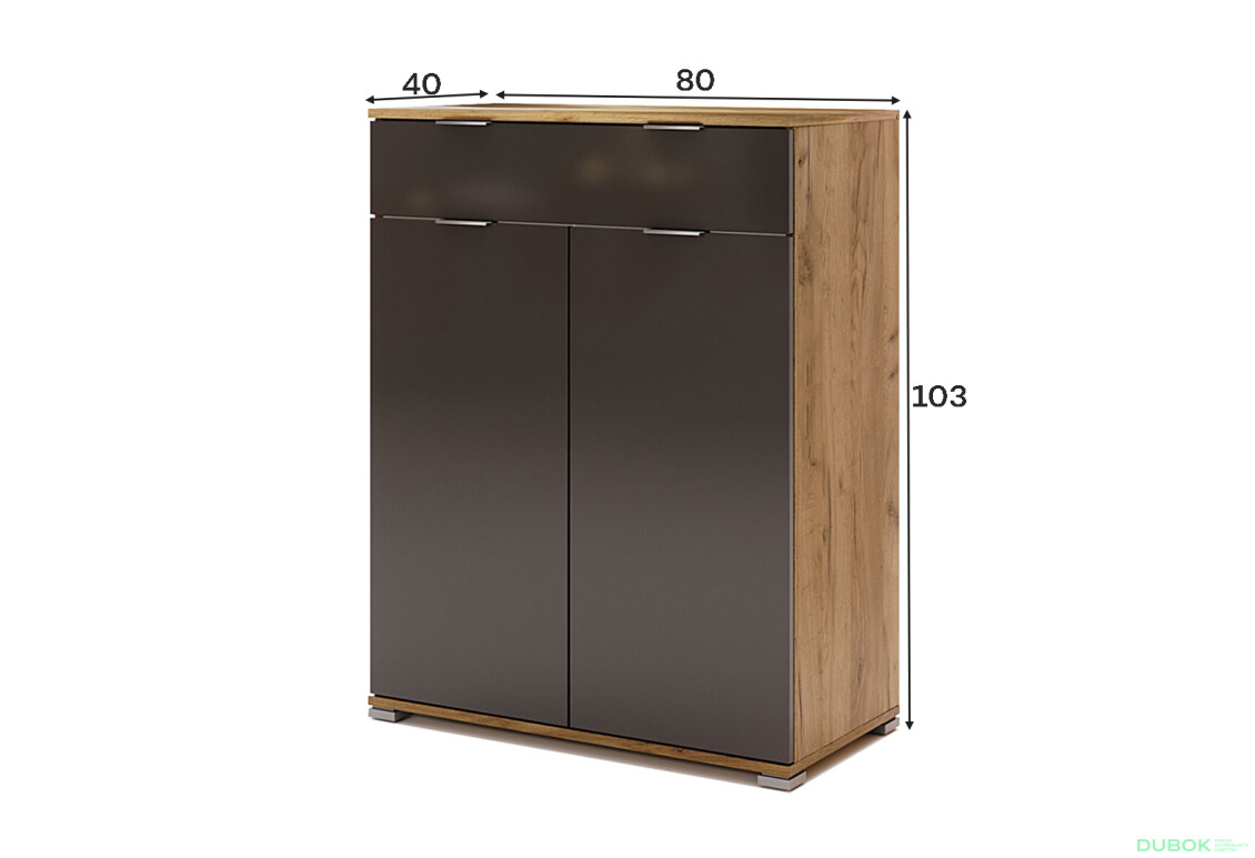 Fotografie 5 - Komoda 2dv 1šu Lava / dub kraft Luna