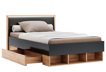 Postel Junior 1,4x2,0 s šuplíky Lava / dub kraft Luna