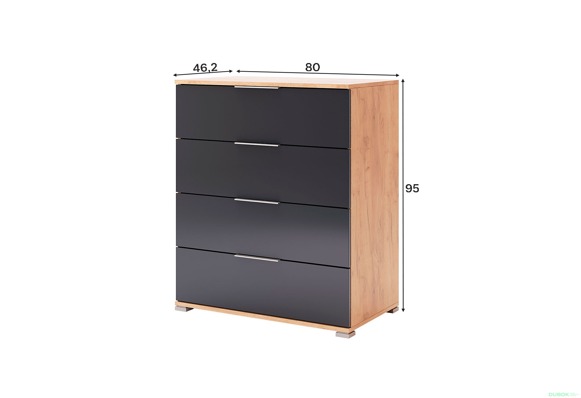 Fotografie 3 - Komoda Junior 4šu Lava / dub kraft Luna