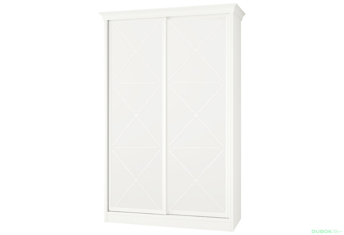 Skříň Rim-Veneziano 2D 1,3 m bílá s římsou, fasádami DTD (s dekorem)