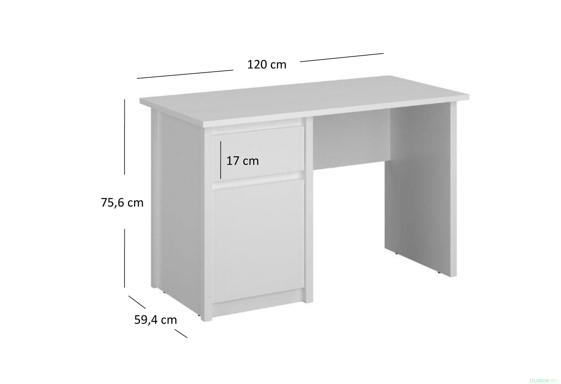 Fotografie 5 - Psací stůl 1d1s/120 bílý Erden