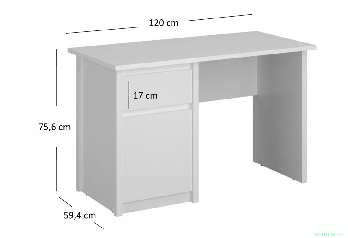 Fotografie 5 - Psací stůl 1d1s/120 bílý Erden