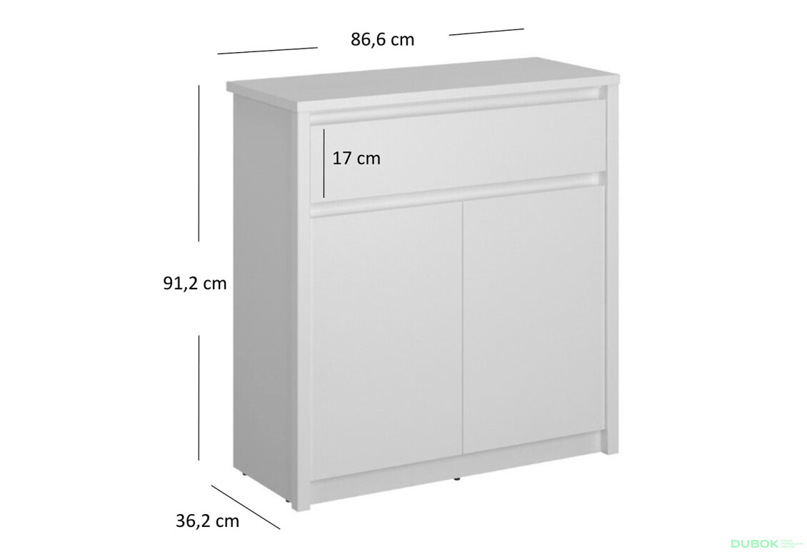 Fotografie 5 - Komoda 2d1s bílá Erden