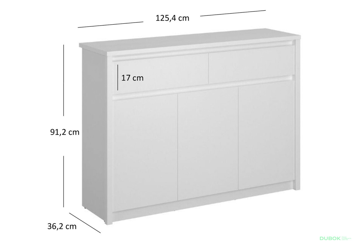 Fotografie 5 - Komoda 3d2s bílá Erden