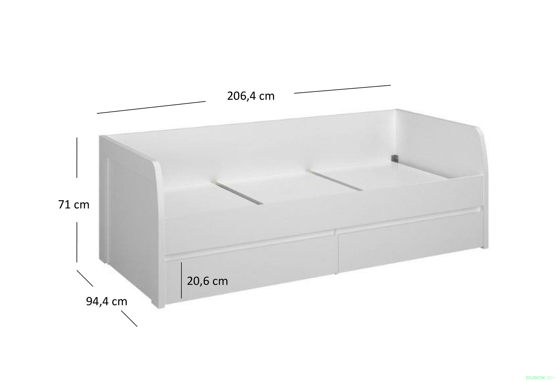 Fotografie 9 - Postel 2s/90x200 s roštem bílá Erden
