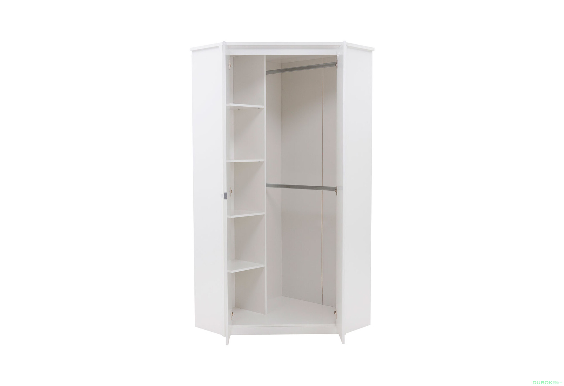 Rohová skříň dvoudveřová Erden 96x210x96.9 cm Bílá - Fotografie 2 Fotografie 2 - Rohová skříň dvoudveřová Erden 96x210x96.9 cm Bílá