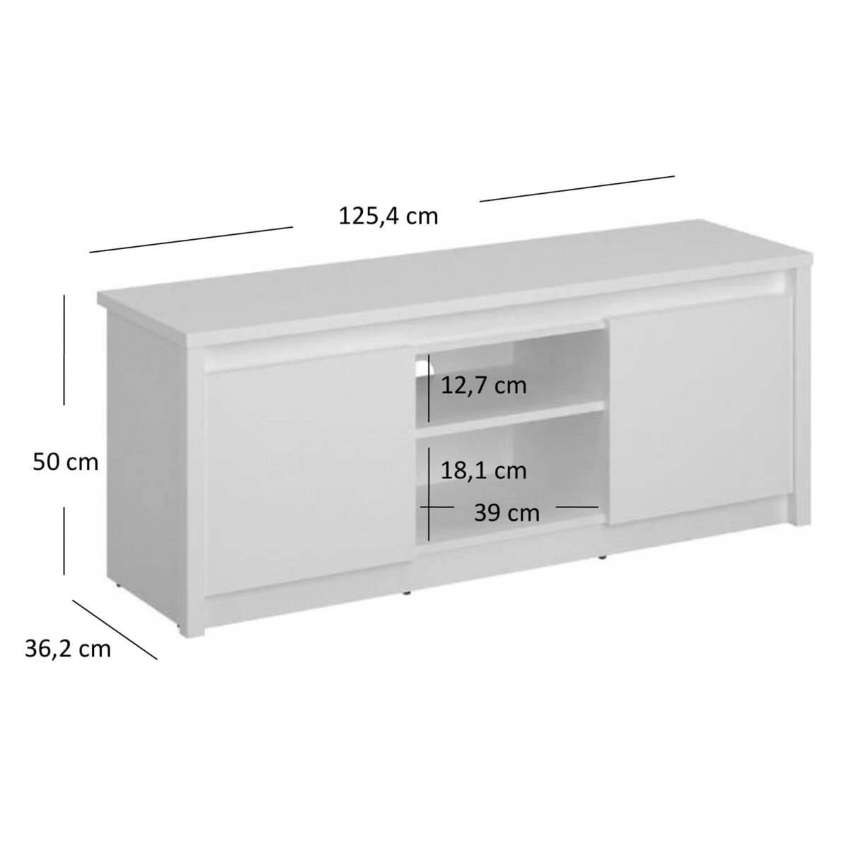 TV stolek 2d/125 bílý Erden (obrázek 4)