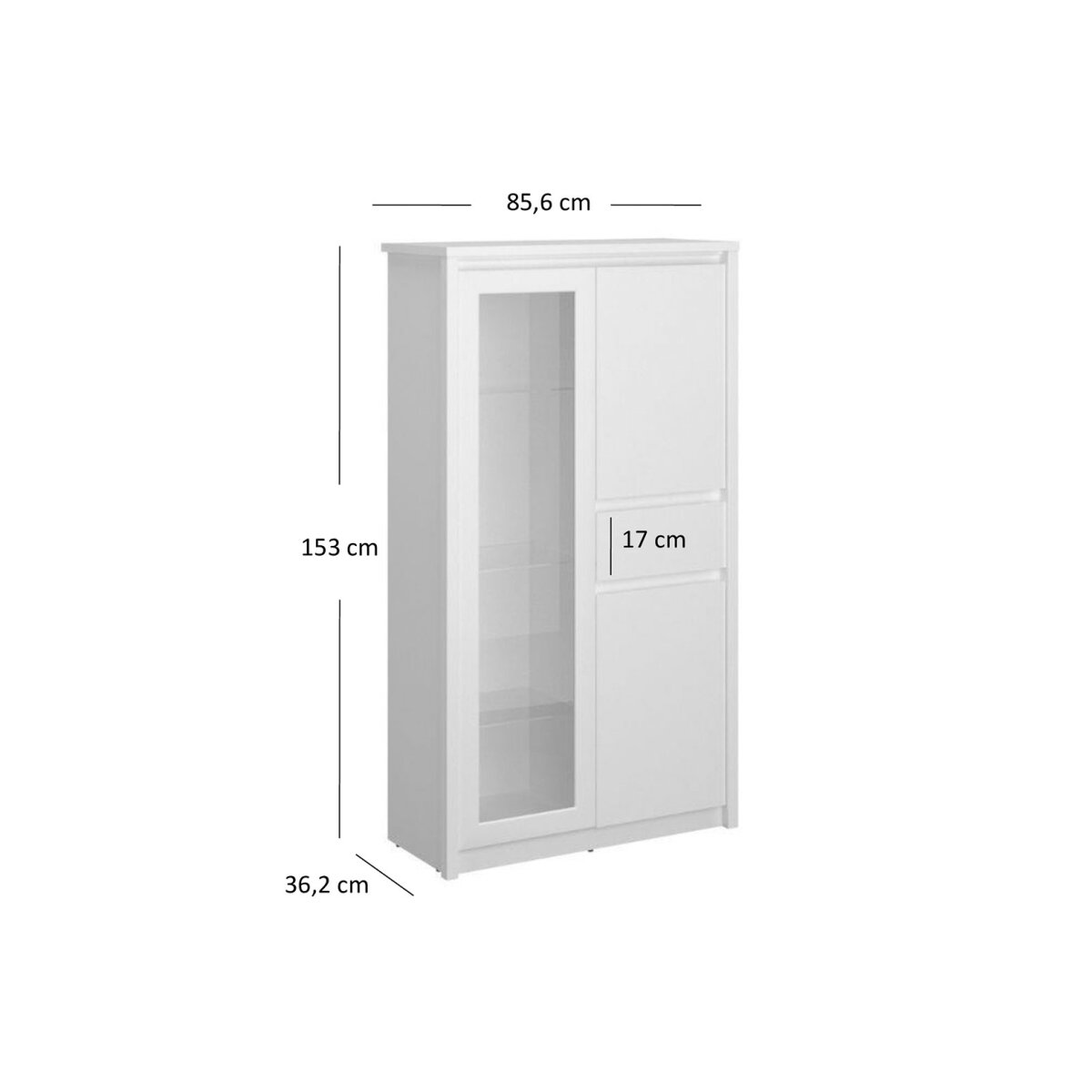 Vitrína nízká 2d1w1s bílý Erden (obrázek 4)
