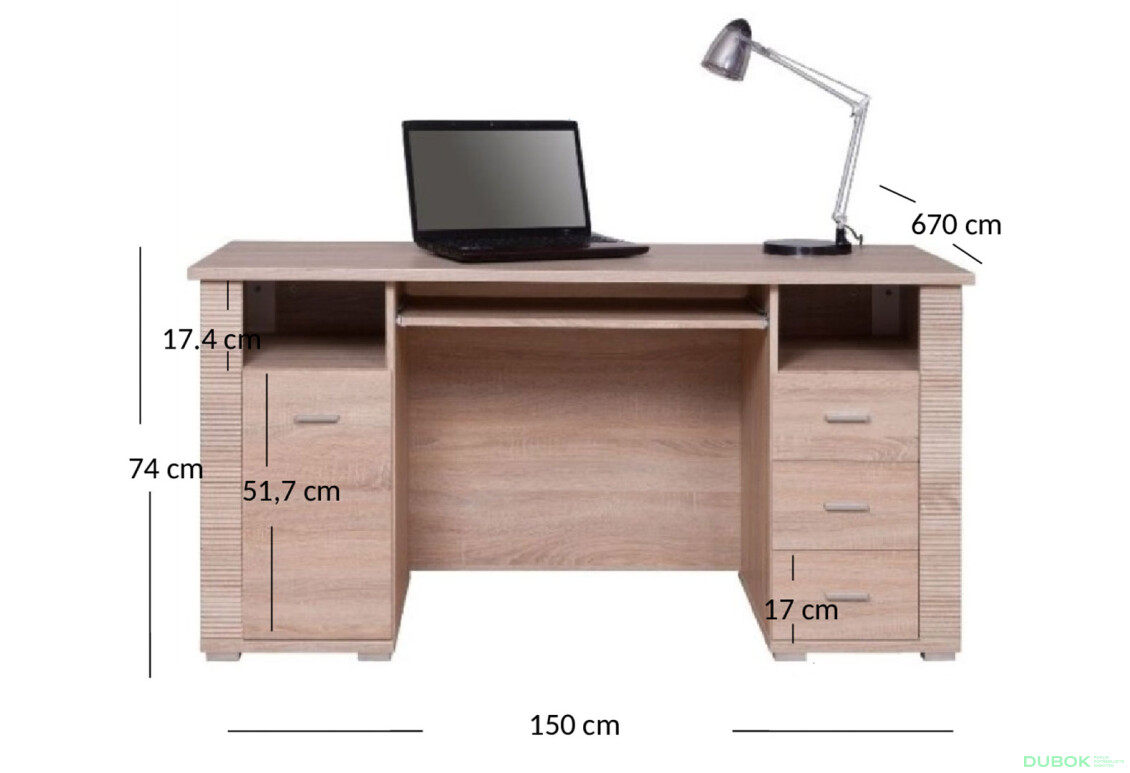 Psací stůl 1d3s/150 dub sonoma Gress - Fotografie 2 Fotografie 2 - Psací stůl 1d3s/150 dub sonoma Gress