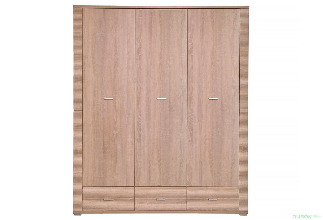 Skříň třídveřová se zásuvkami Gress 160x192x55 cm Dub sonoma