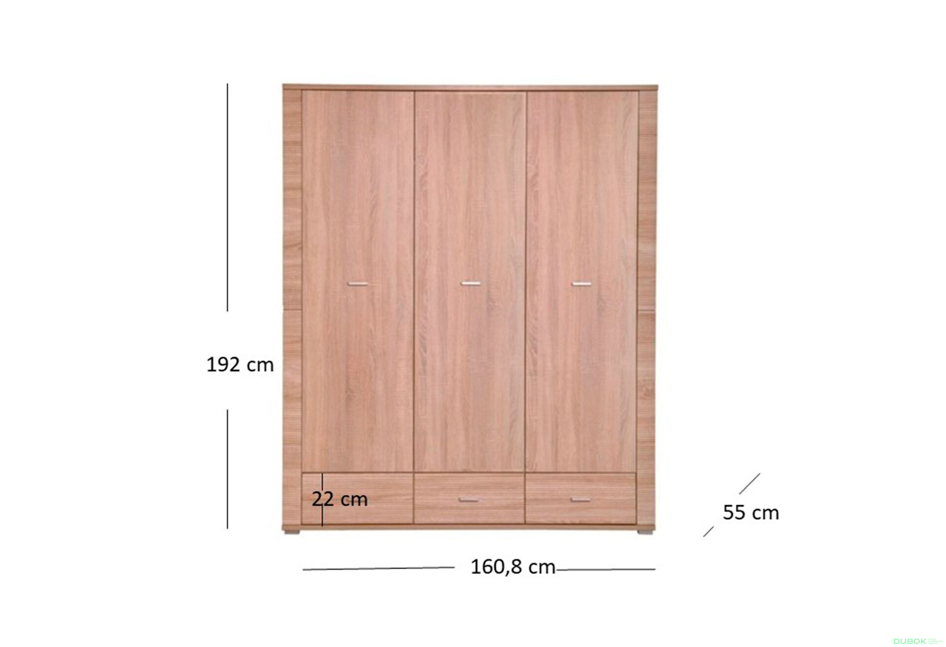 Skříň třídveřová se zásuvkami Gress 160x192x55 cm Dub sonoma - Fotografie 2 Fotografie 2 - Skříň třídveřová se zásuvkami Gress 160x192x55 cm Dub sonoma