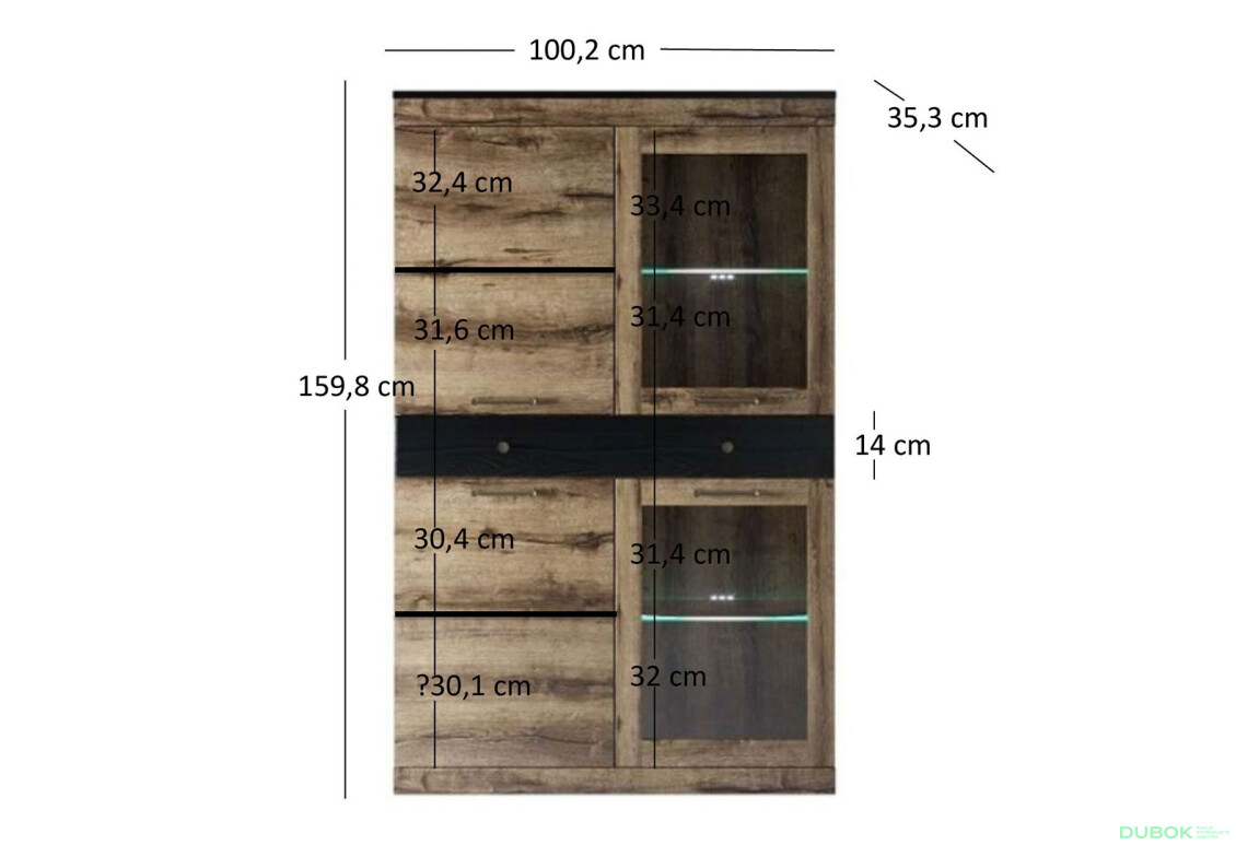 Vitrína nízká 2d2w1s dub monastery / černý Jagger - Fotografie 4 Fotografie 4 - Vitrína nízká 2d2w1s dub monastery / černý Jagger