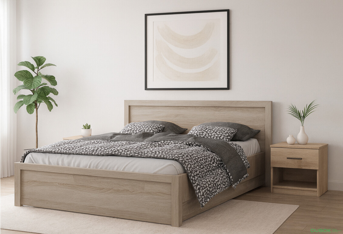 Fotografie 2 - Postel 140x200 s roštem, úložným prostorem dub sonoma Jazz
