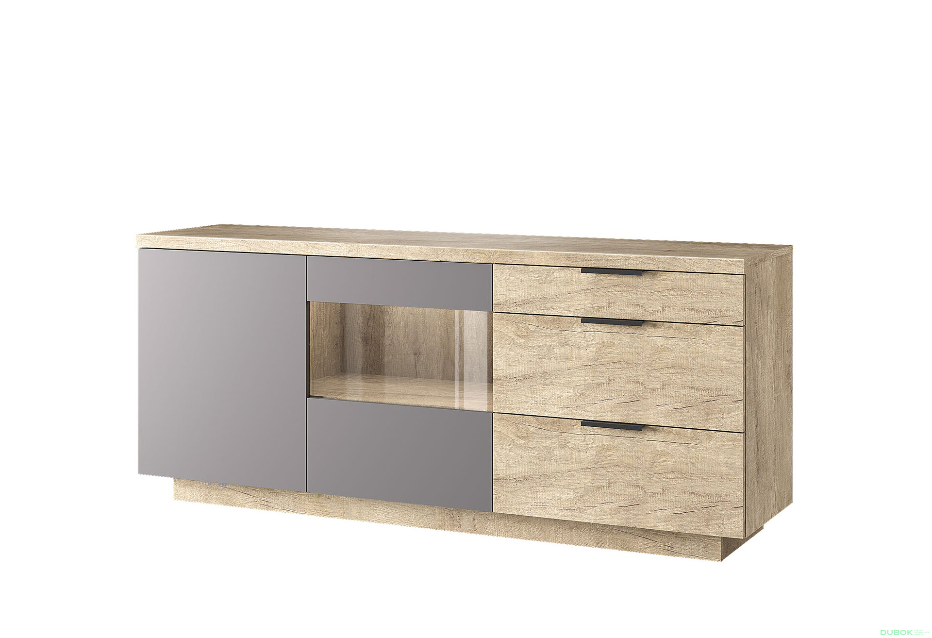 TV stolek 1d1w3s dub canyon / šedé shitake Kaylas - Fotografie 1 Fotografie 1 - TV stolek 1d1w3s dub canyon / šedé shitake Kaylas