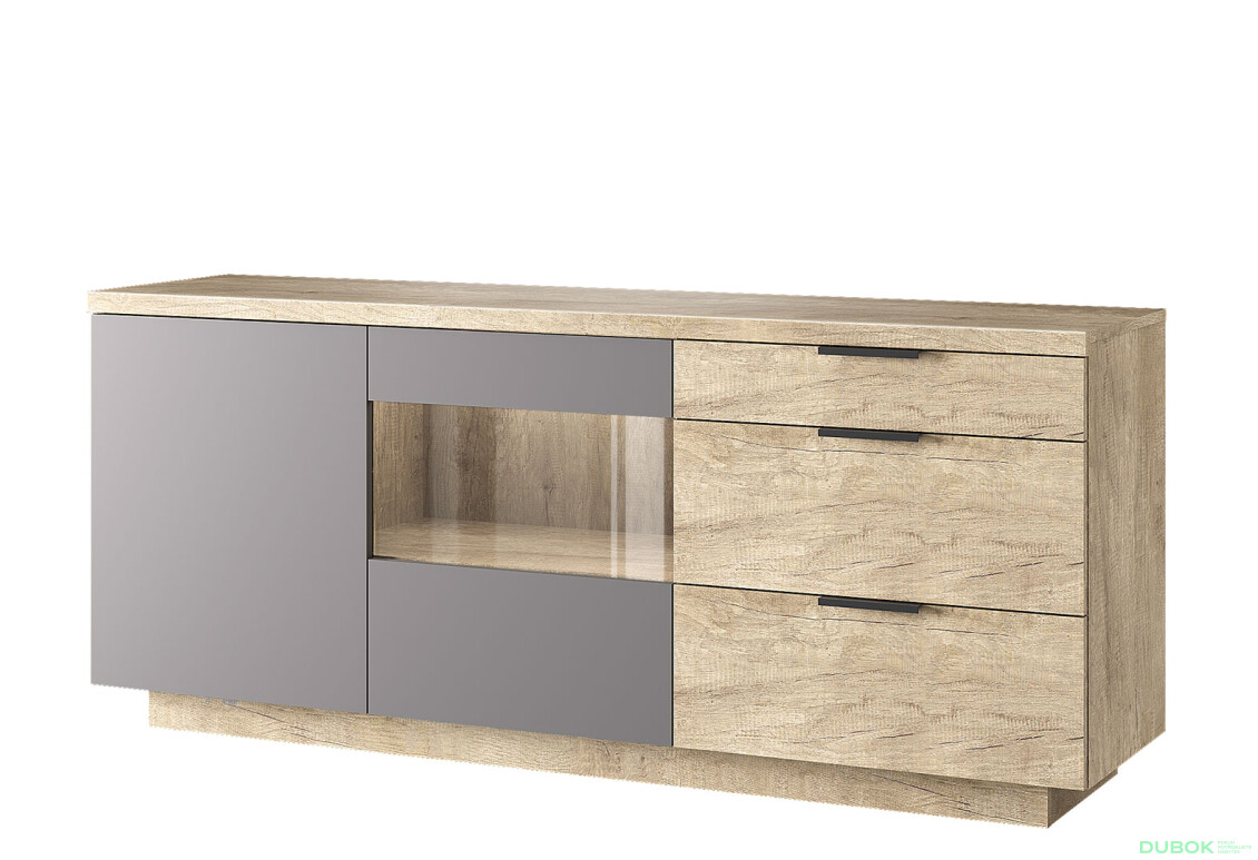 TV stolek 1d1w3s dub canyon / šedé shitake Kaylas - Fotografie 1 Fotografie 1 - TV stolek 1d1w3s dub canyon / šedé shitake Kaylas