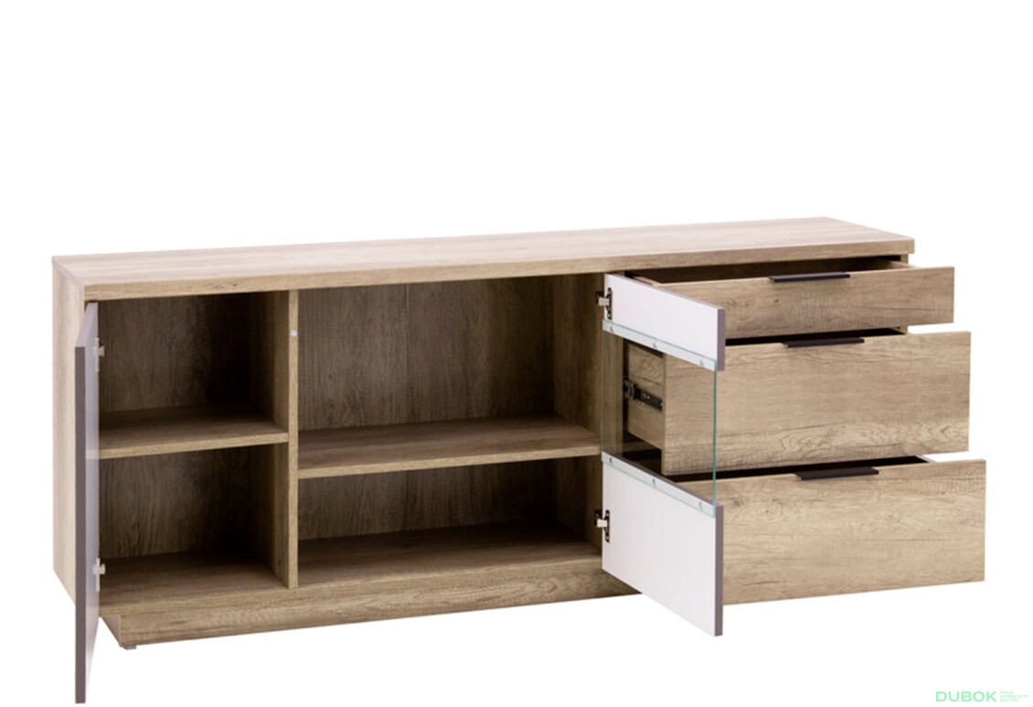 TV stolek 1d1w3s dub canyon / šedé shitake Kaylas - Fotografie 3 Fotografie 3 - TV stolek 1d1w3s dub canyon / šedé shitake Kaylas
