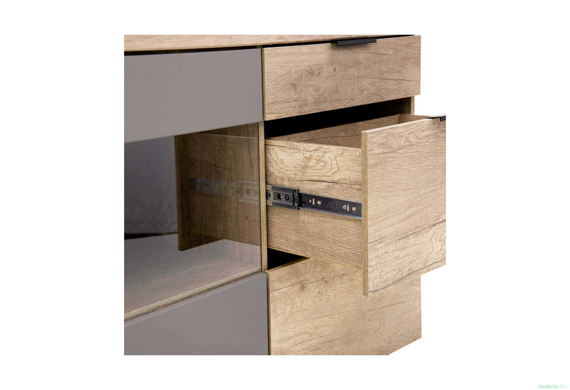 TV stolek 1d1w3s dub canyon / šedé shitake Kaylas - Fotografie 4 Fotografie 4 - TV stolek 1d1w3s dub canyon / šedé shitake Kaylas