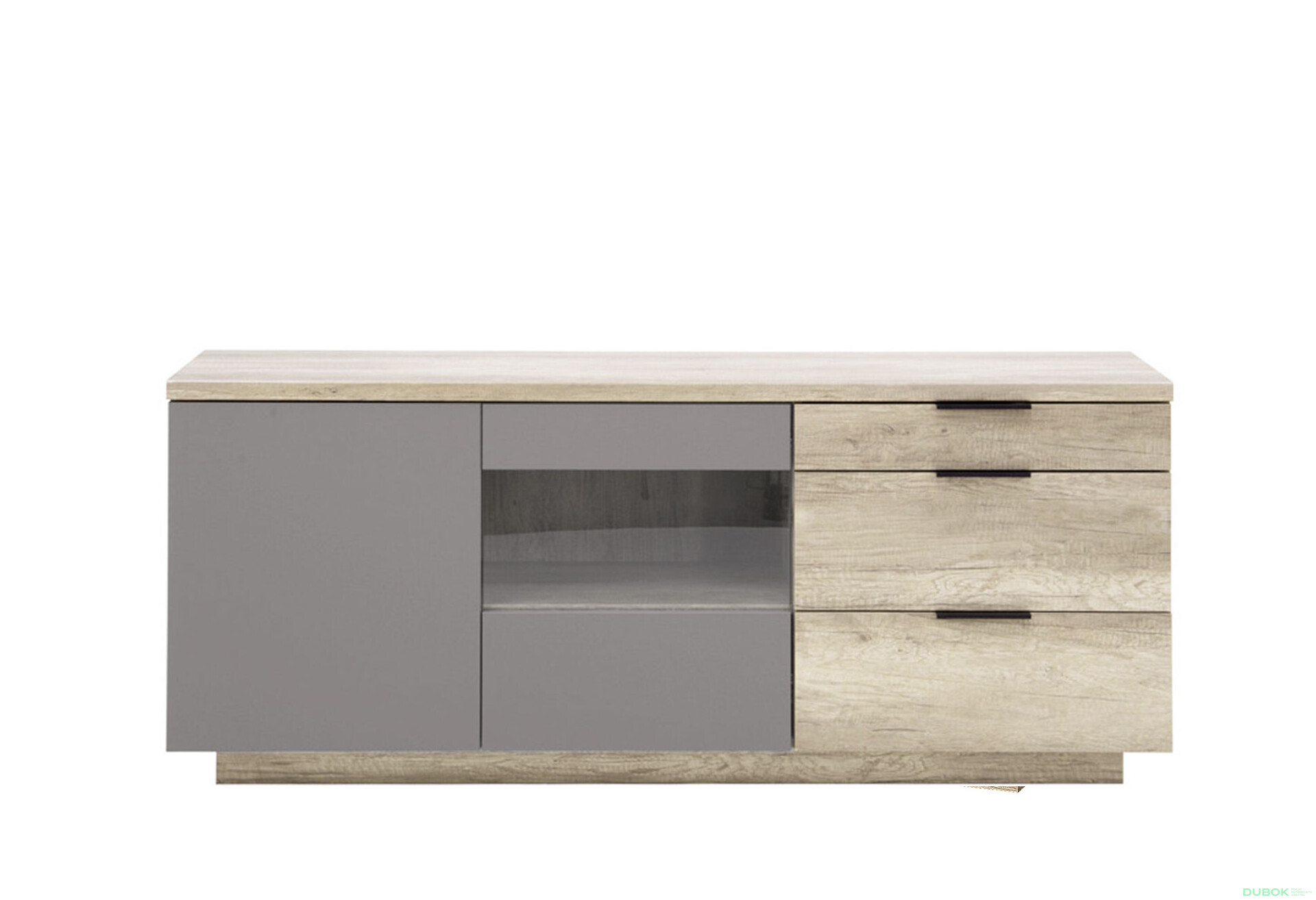 TV stolek 1d1w3s dub canyon / šedé shitake Kaylas - Fotografie 2 Fotografie 2 - TV stolek 1d1w3s dub canyon / šedé shitake Kaylas