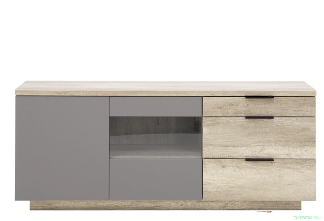 TV stolek 1d1w3s dub canyon / šedé shitake Kaylas - Fotografie 2 Fotografie 2 - TV stolek 1d1w3s dub canyon / šedé shitake Kaylas