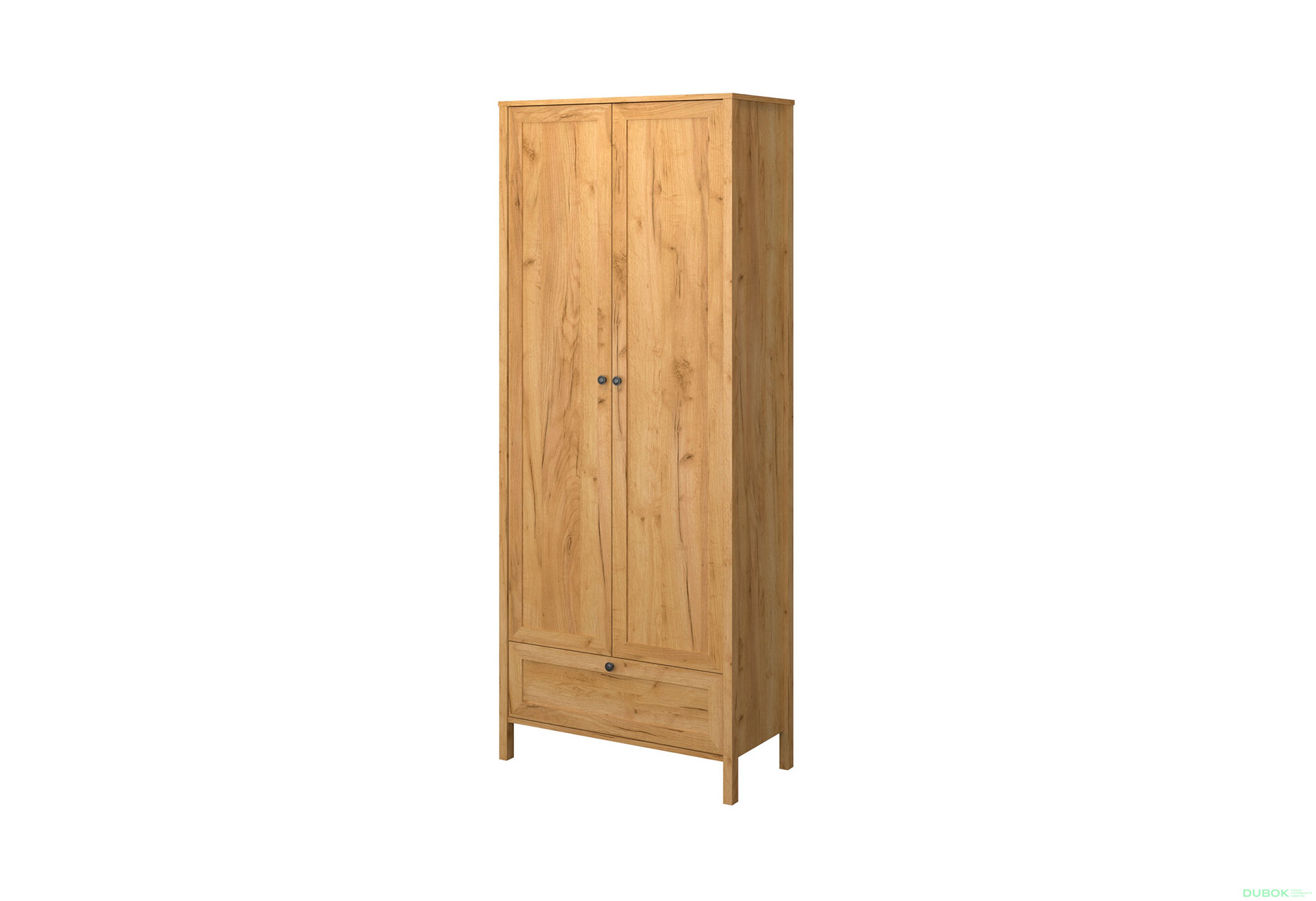 Fotografie 1 - Skříň dvoudveřová se zásuvkou Klark 83x210x48.5 cm Dub craft zlatý