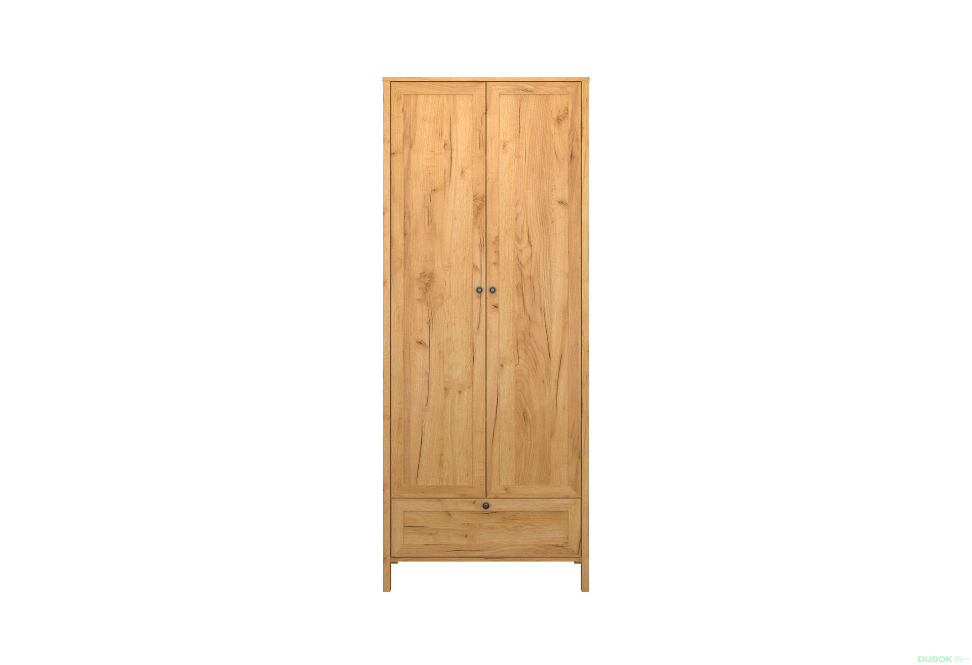 Fotografie 2 - Skříň dvoudveřová se zásuvkou Klark 83x210x48.5 cm Dub craft zlatý