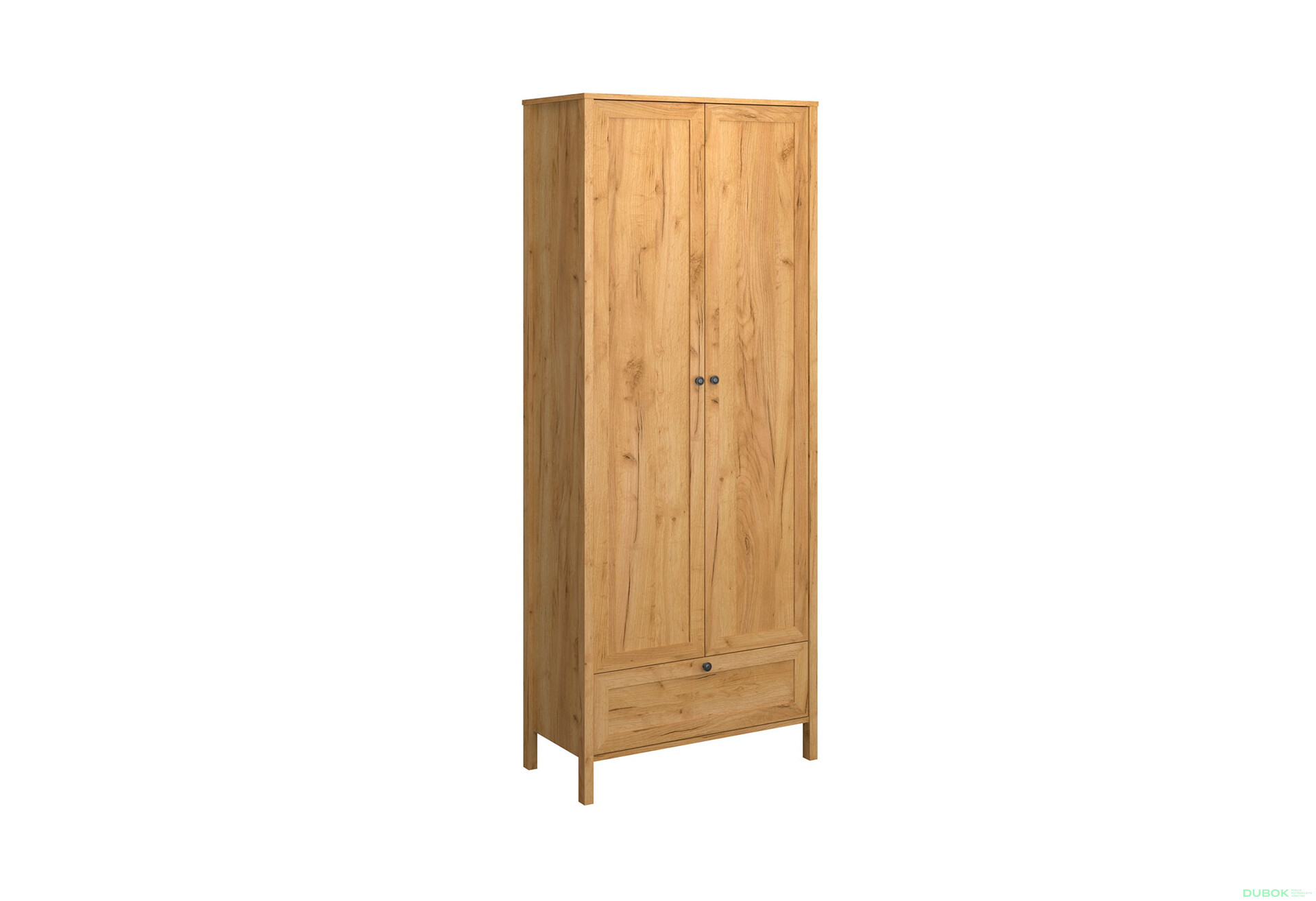 Fotografie 3 - Skříň dvoudveřová se zásuvkou Klark 83x210x48.5 cm Dub craft zlatý