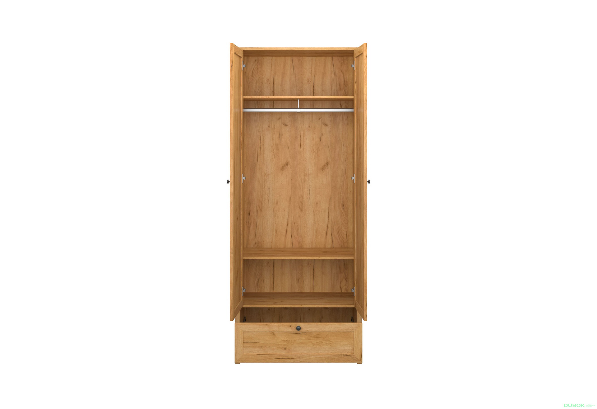 Fotografie 4 - Skříň dvoudveřová se zásuvkou Klark 83x210x48.5 cm Dub craft zlatý