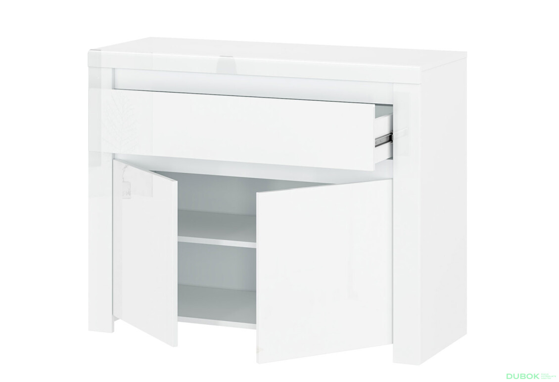 Komoda 2d1s bílý lesk Lingo - Fotografie 2 Fotografie 2 - Komoda 2d1s bílý lesk Lingo