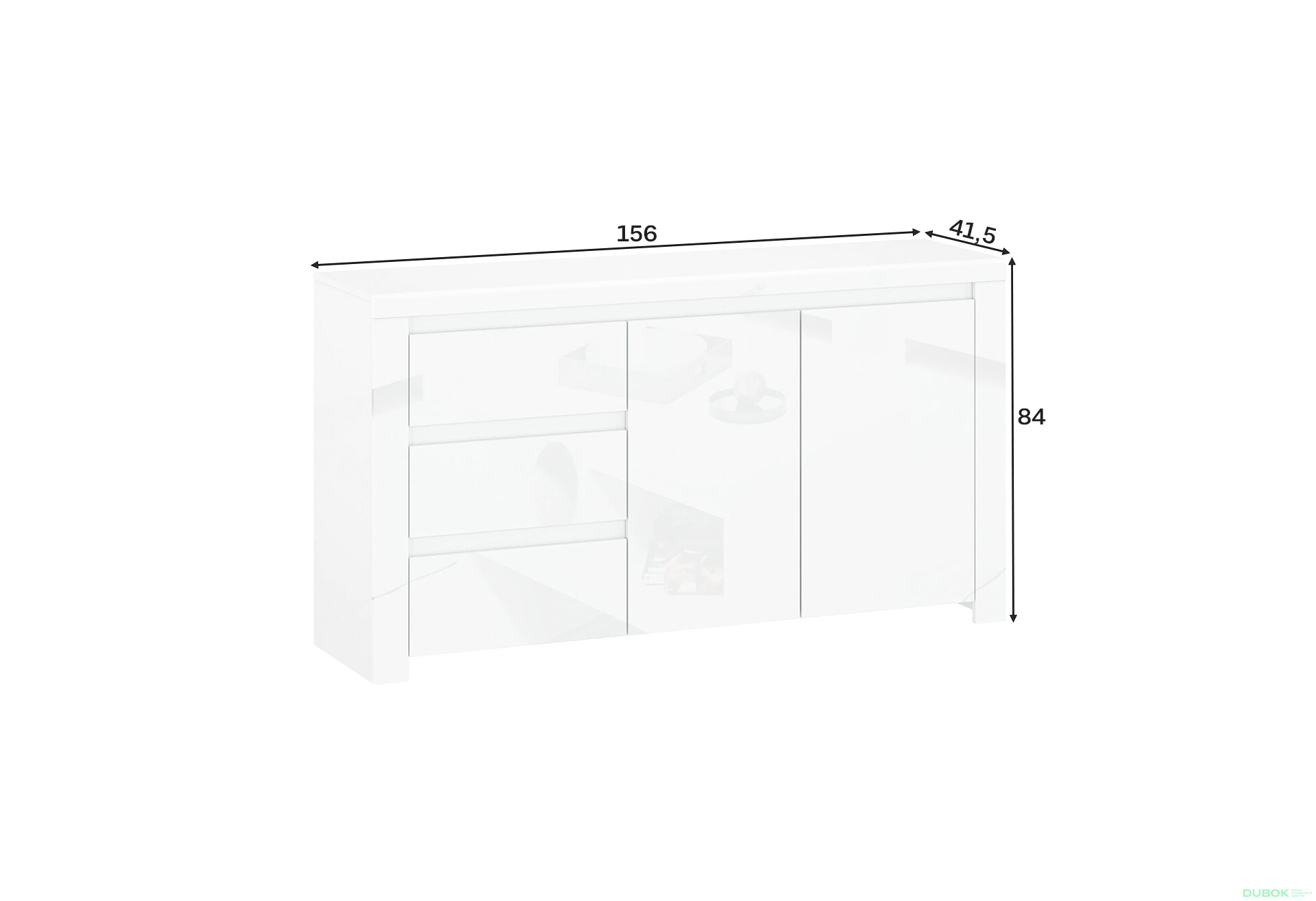 Fotografie 3 - Komoda 2d3s bílý lesk Lingo