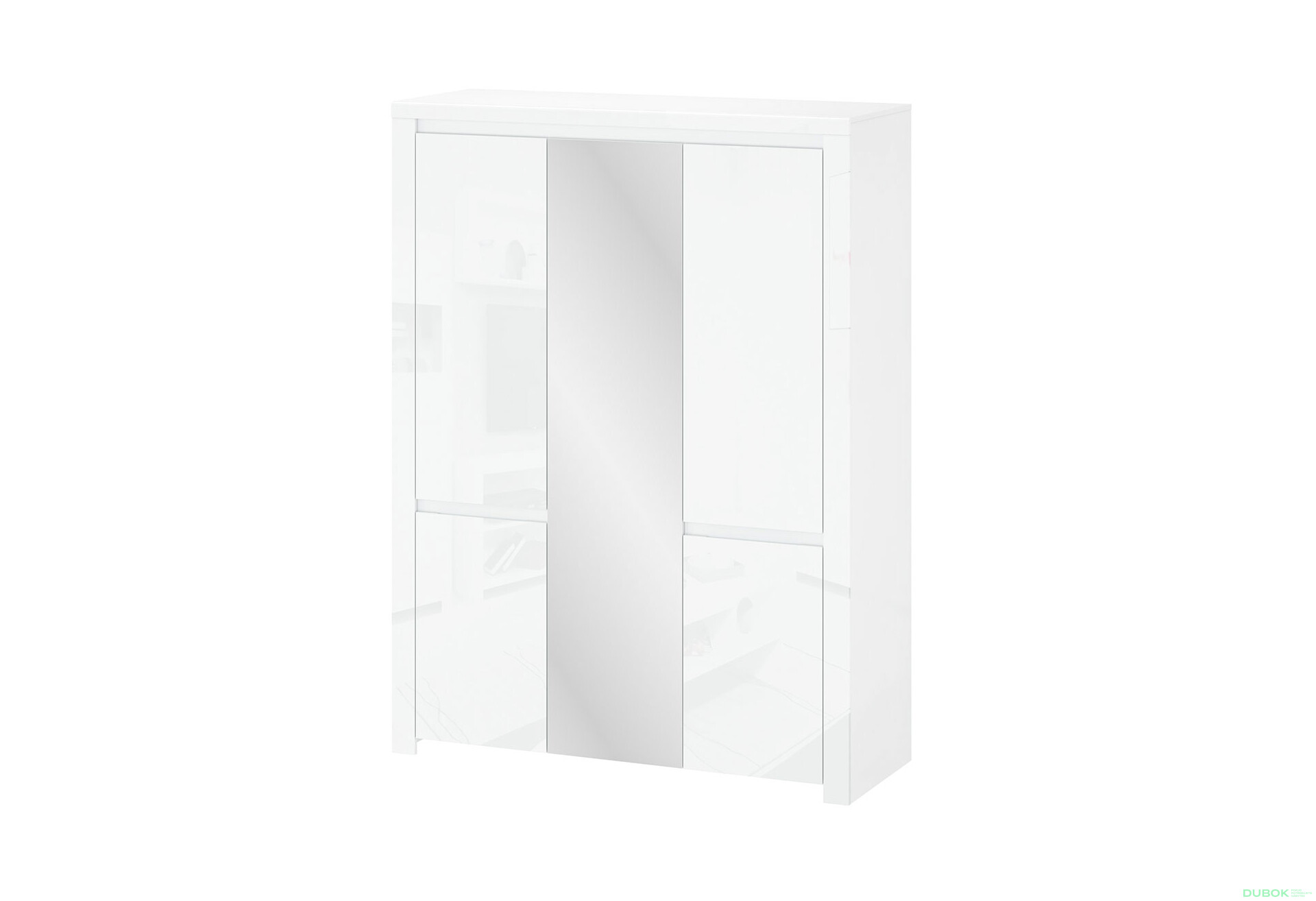 Fotografie 1 - Skříň pětidveřová se zrcadlem Lingo 151x202x56 cm Bílý lesk