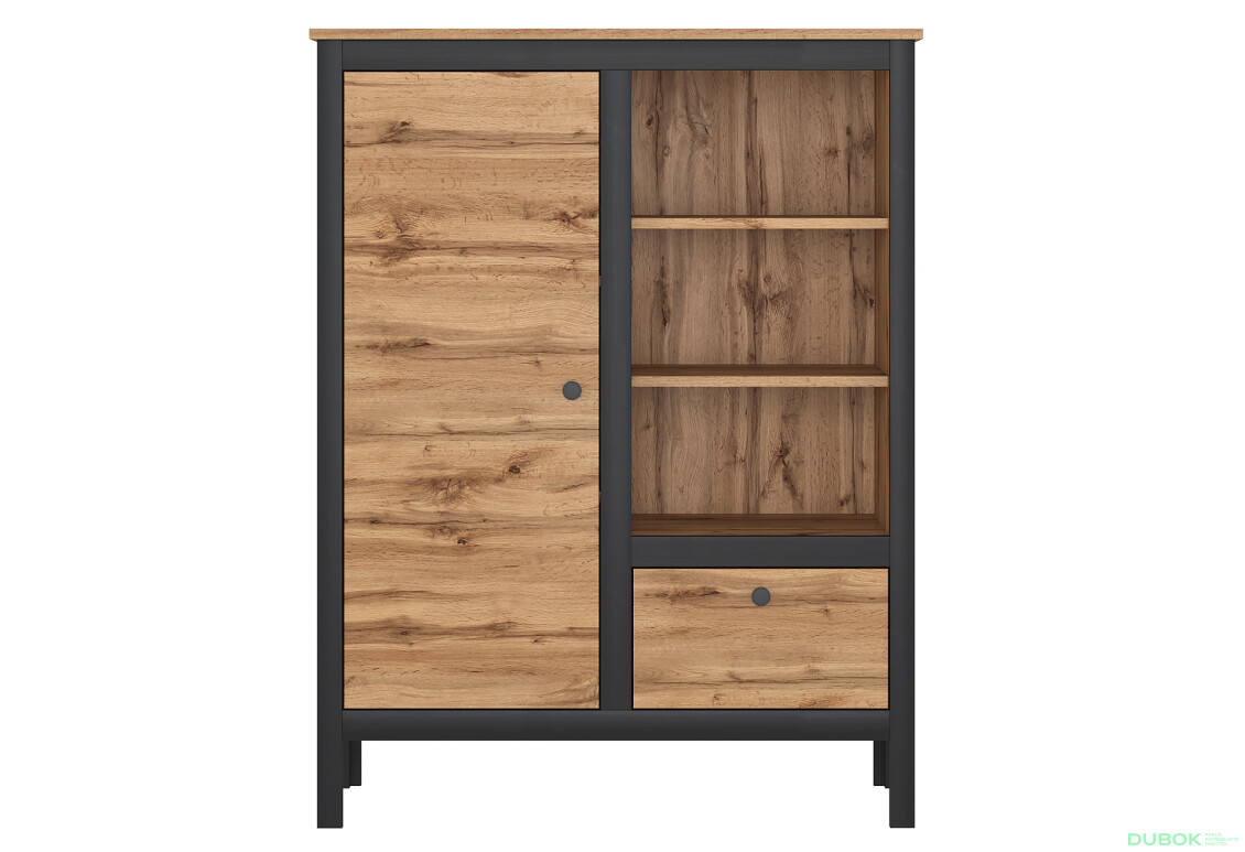 Komoda 1d1s/90 dub wotan / černý Loft