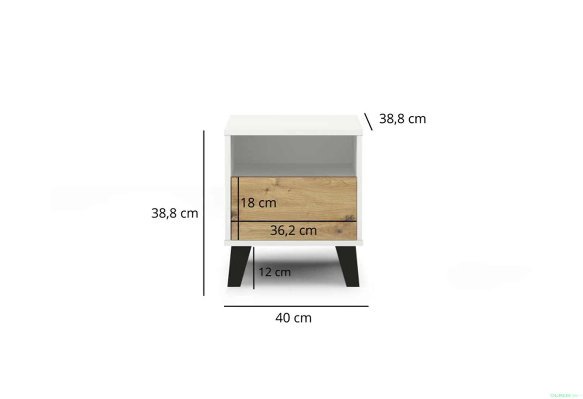 Fotografie 6 - Noční stolek Borg 1s bílý / dub artisan