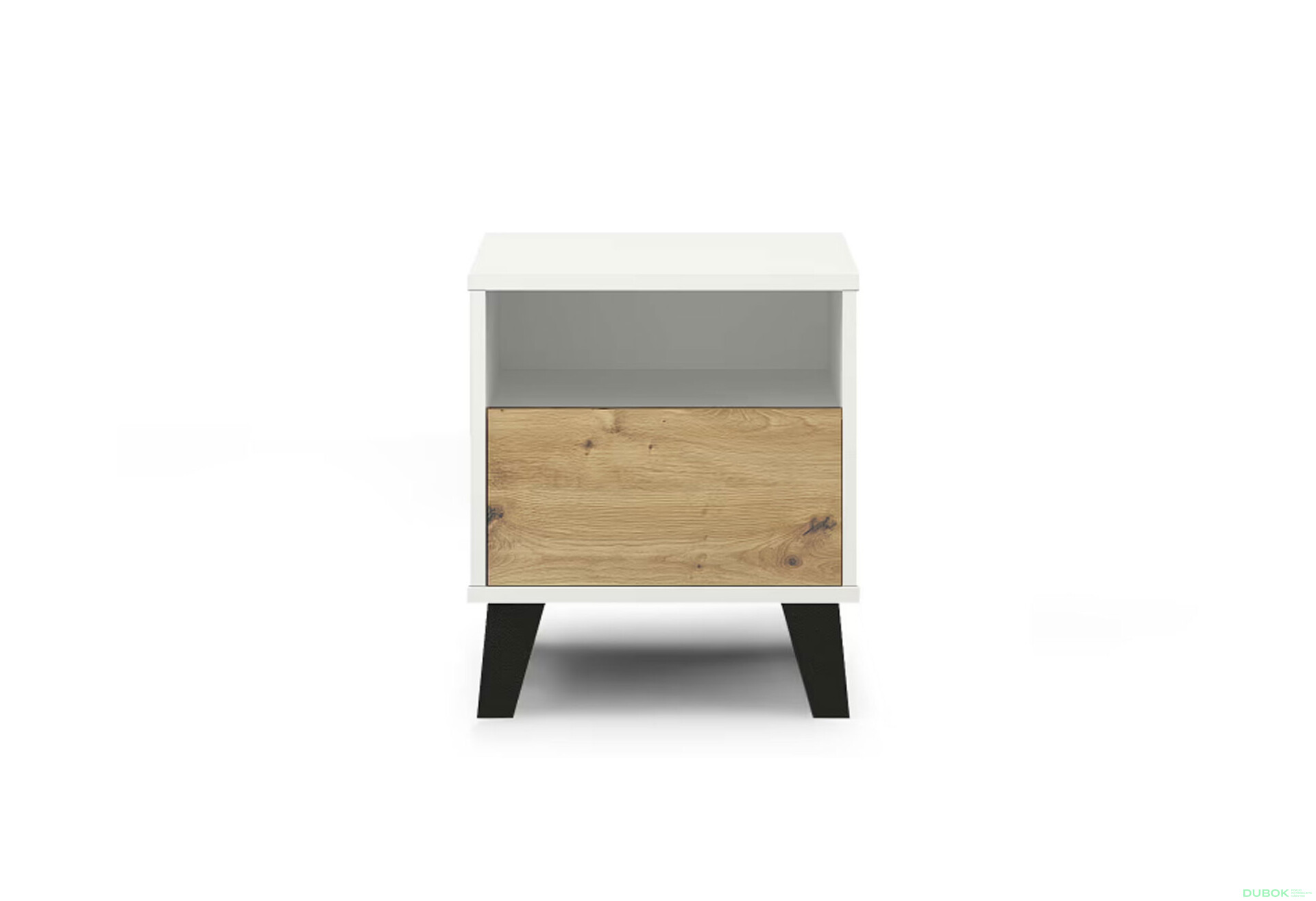 Fotografie 1 - Noční stolek Borg 1s bílý / dub artisan