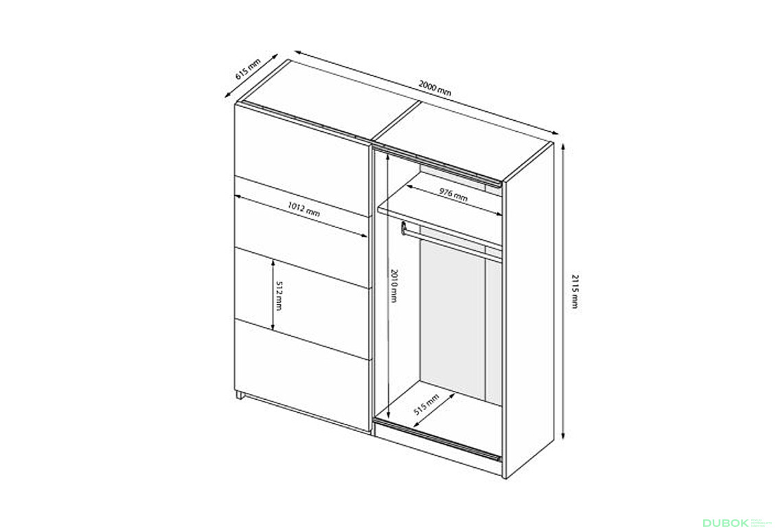Fotografie 5 - Skříň s posuvnými dveřmi 2.0х2.1m (Dveře bílý lesk/Zrcadlo) Mila
