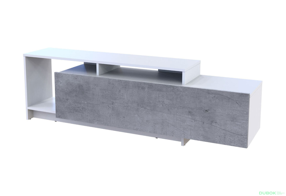 TV stolek U2 bílý / beton dřevotříska 160x38x48