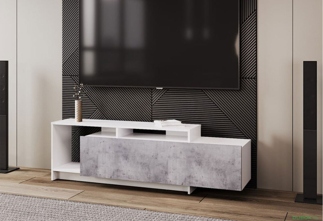 Fotografie 2 - TV stolek U2 bílý / beton dřevotříska 160x38x48