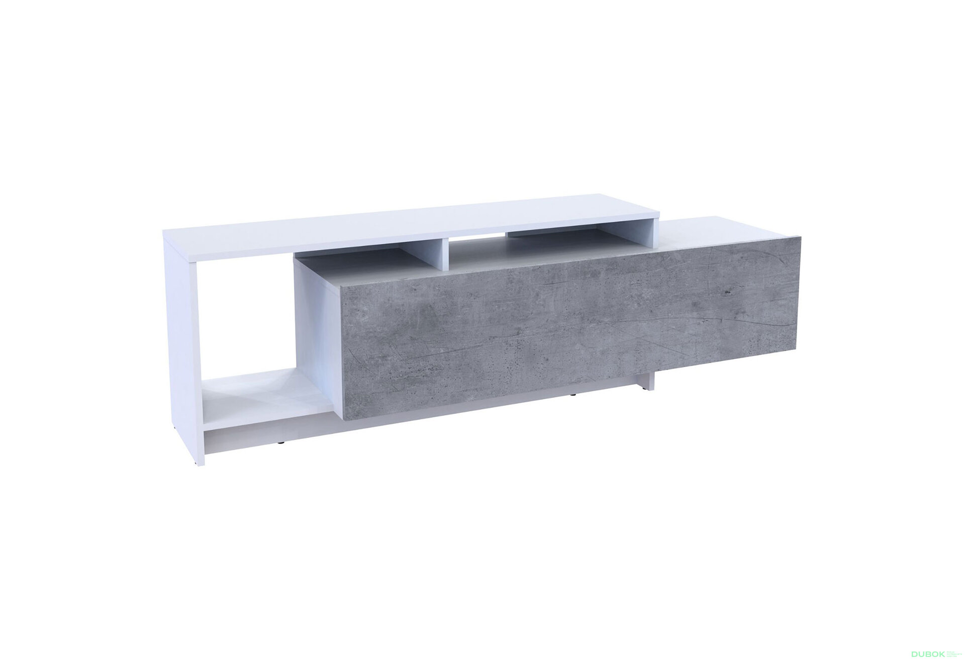 Fotografie 5 - TV stolek U2 bílý / beton dřevotříska 160x38x48