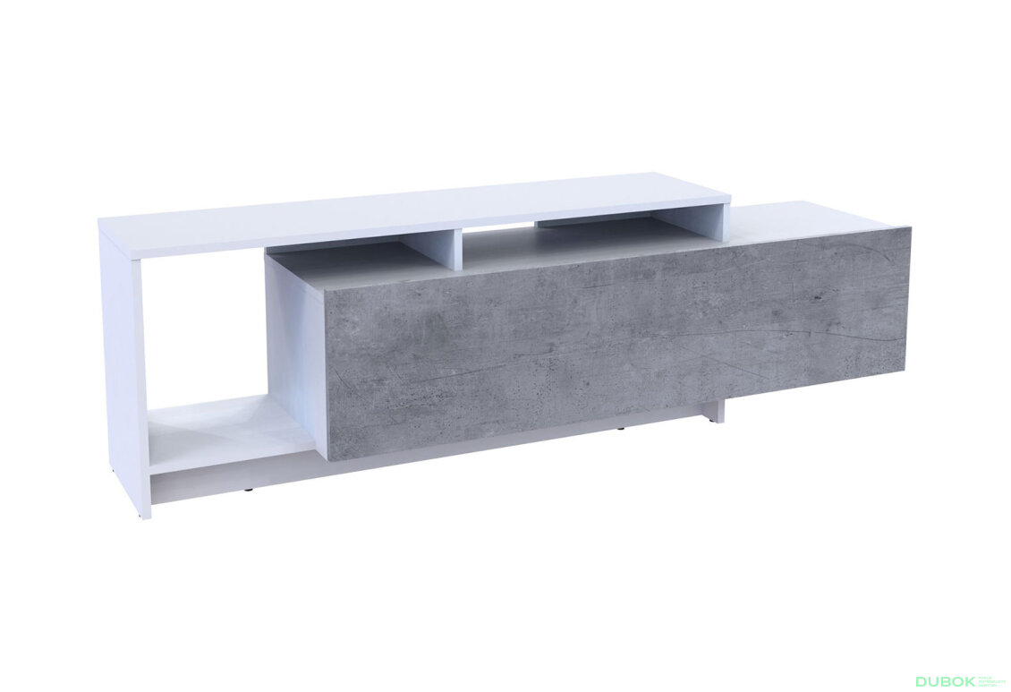 Fotografie 5 - TV stolek U2 bílý / beton dřevotříska 160x38x48